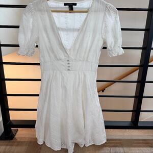 Forever 21 White Eyelet Dress Small Puff Sleeve Boho Summer Mini